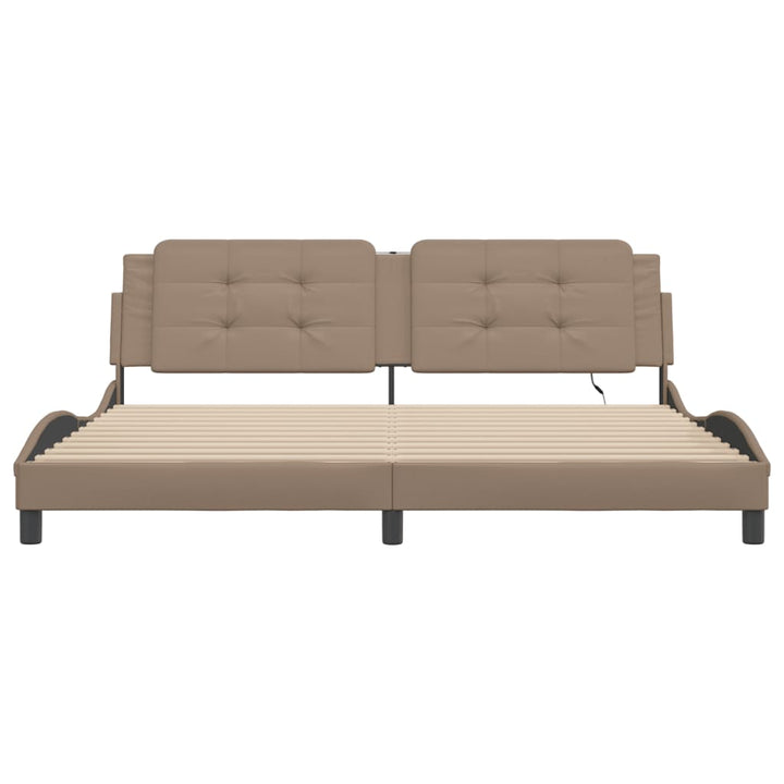 sengeramme med LED uden madras Zadar 200x200 cm cappuccinofarvet