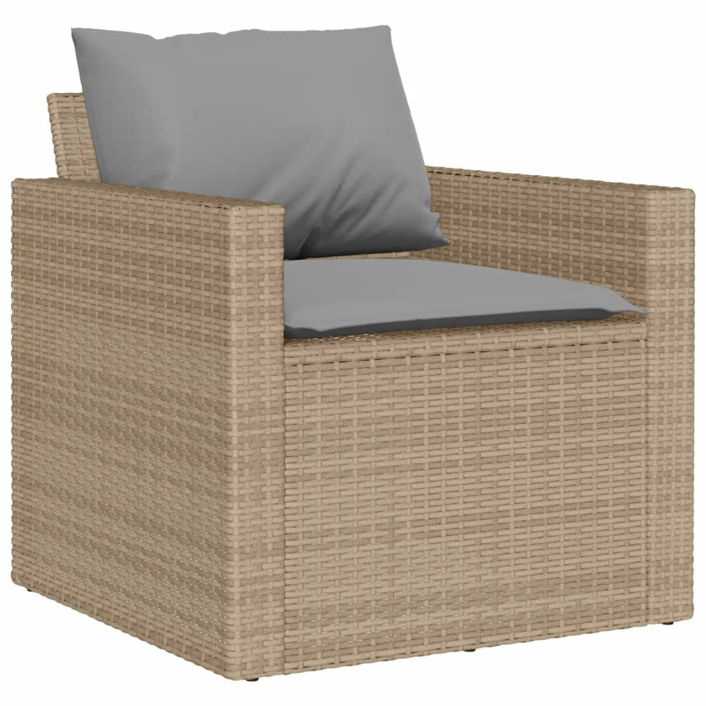 sofasæt til haven 6 dele med hynder polyrattan beige