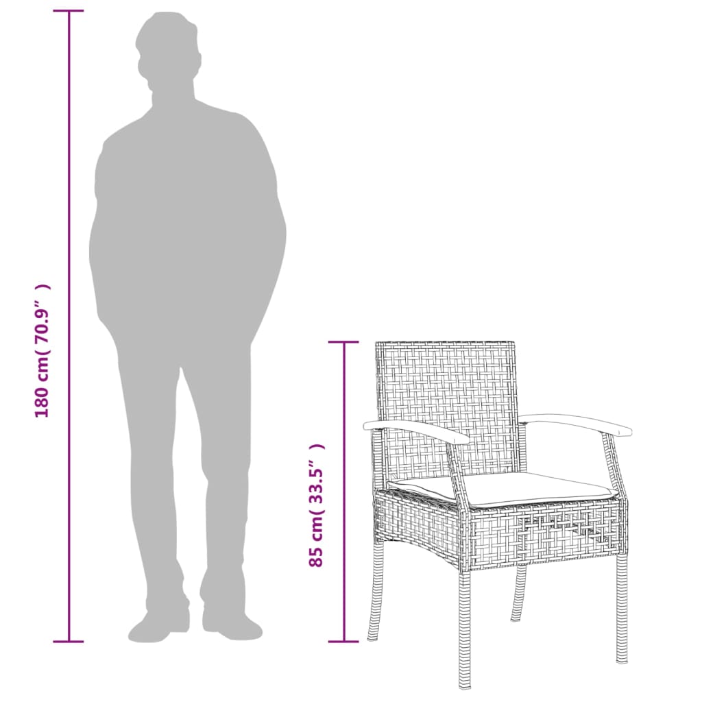spisebordssæt til haven 5 dele med hynder polyrattan grå