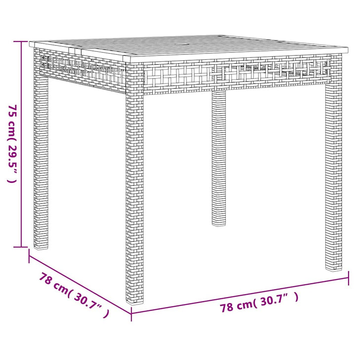 spisebordssæt til haven 3 dele med hynder polyrattan beige