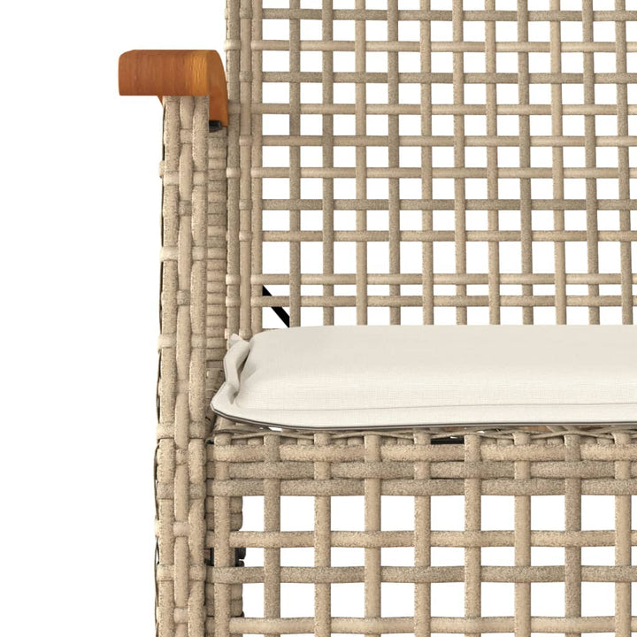 spisebordssæt til haven 5 dele med hynder polyrattan beige