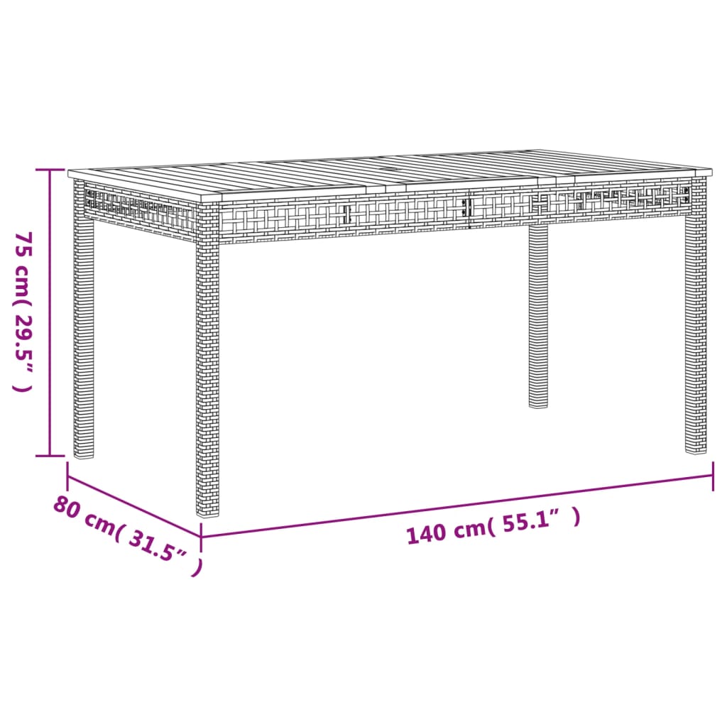 spisebordssæt til haven 5 dele med hynder polyrattan beige