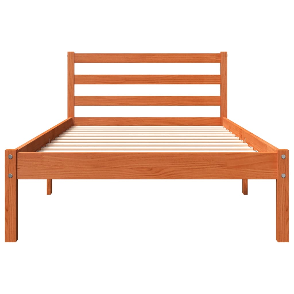 sengeramme uden madras 75x190 cm massivt fyrretræ gyldenbrun