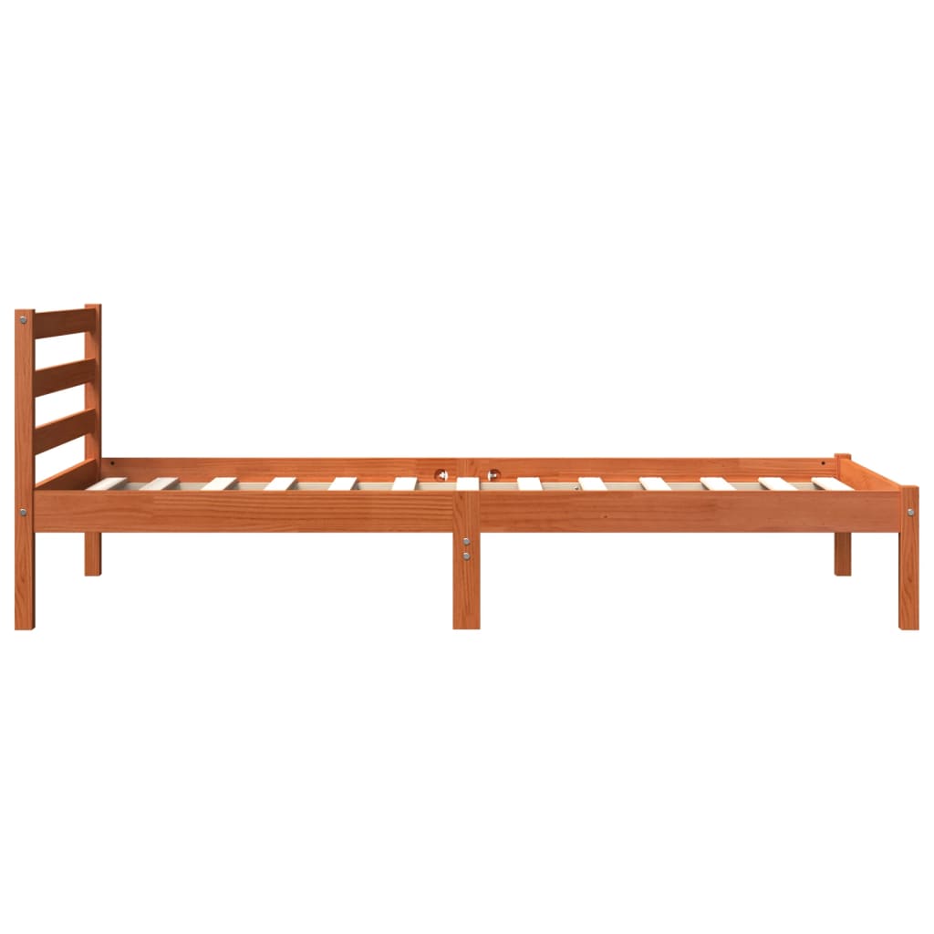sengeramme uden madras 75x190 cm massivt fyrretræ gyldenbrun