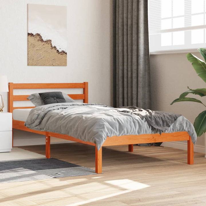 sengeramme uden madras 75x190 cm massivt fyrretræ gyldenbrun
