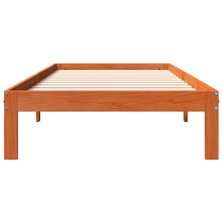 sengeramme uden madras 90x190 cm massivt fyrretræ gyldenbrun