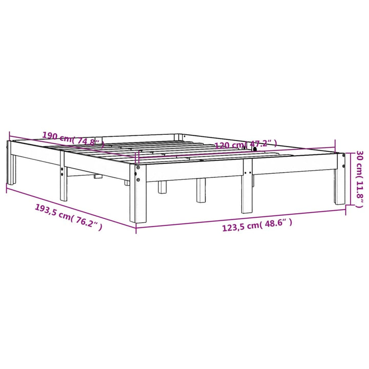 sengeramme uden madras 120x190 cm massivt fyrretræ gyldenbrun