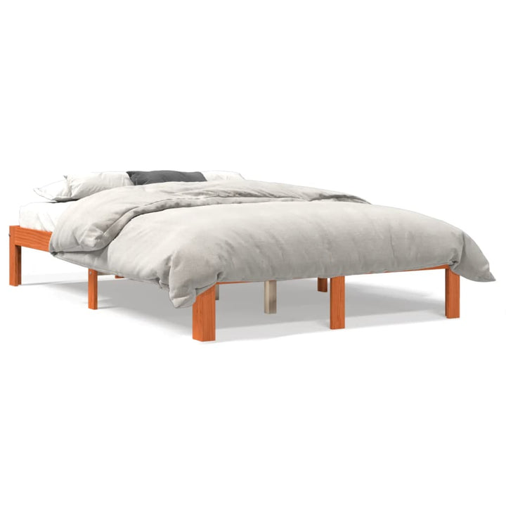 sengeramme uden madras 140x200 cm massivt fyr gyldenbrun