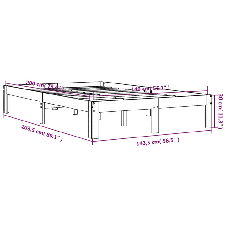 sengeramme uden madras 140x200 cm massivt fyr gyldenbrun