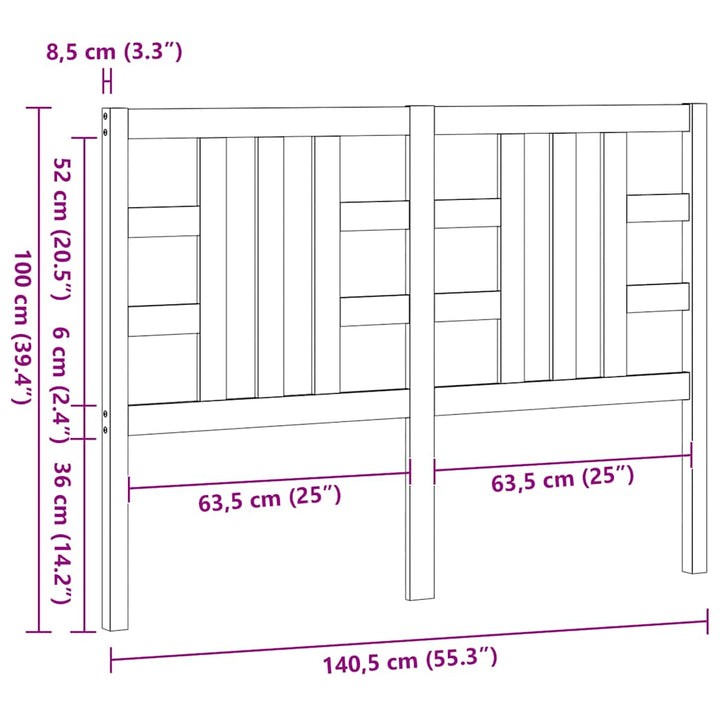 sengegavl 135 cm massivt fyrretræ gyldenbrun