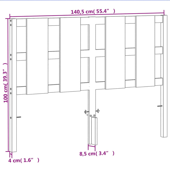 sengegavl 135 cm massivt fyrretræ gyldenbrun