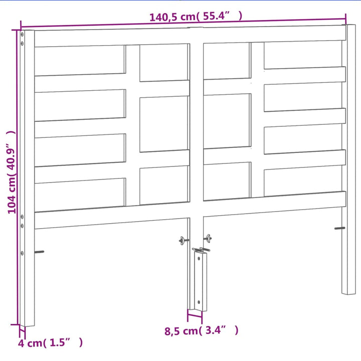 sengegavl 135 cm massivt fyrretræ gyldenbrun