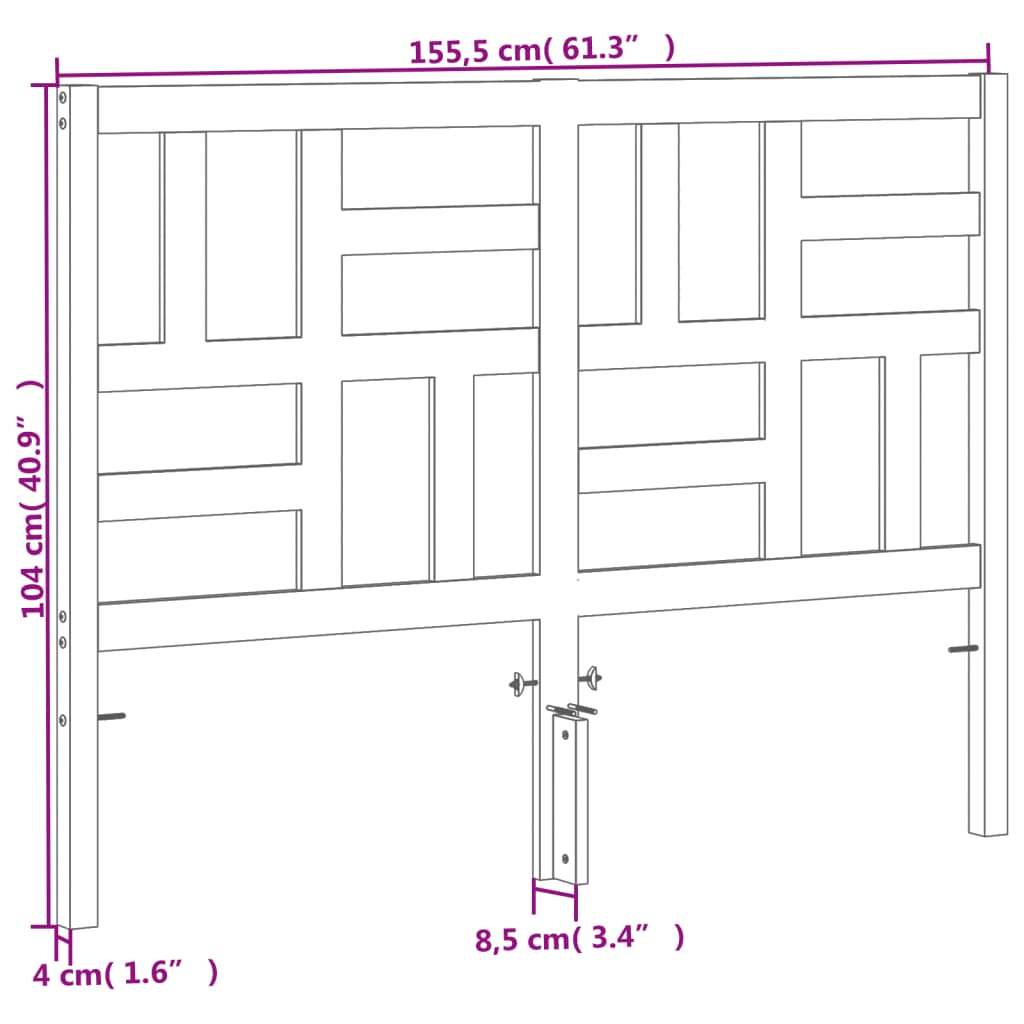 sengegavl 150 cm massivt fyrretræ gyldenbrun