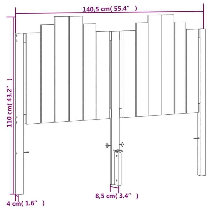 sengegavl 135 cm massivt fyrretræ gyldenbrun