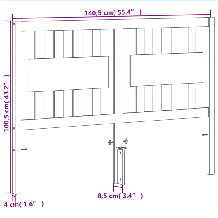 sengegavl 135 cm massivt fyrretræ gyldenbrun