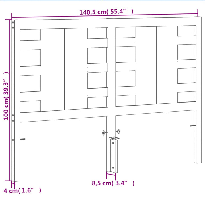 sengegavl 135 cm massivt fyrretræ gyldenbrun