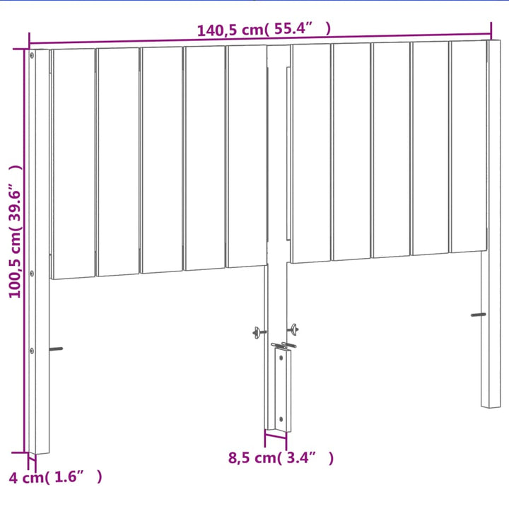 sengegavl 135 cm massivt fyrretræ gyldenbrun