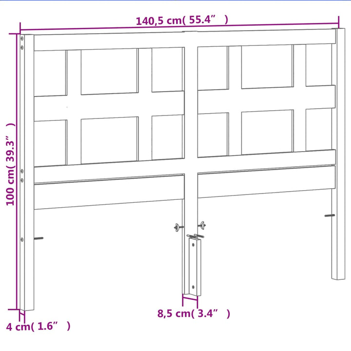 sengegavl 135 cm massivt fyrretræ gyldenbrun