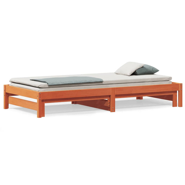 daybed med udtræk 90x200 cm massivt fyrretræ gyldenbrun