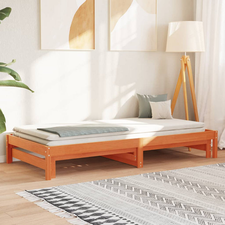 daybed med udtræk 90x200 cm massivt fyrretræ gyldenbrun