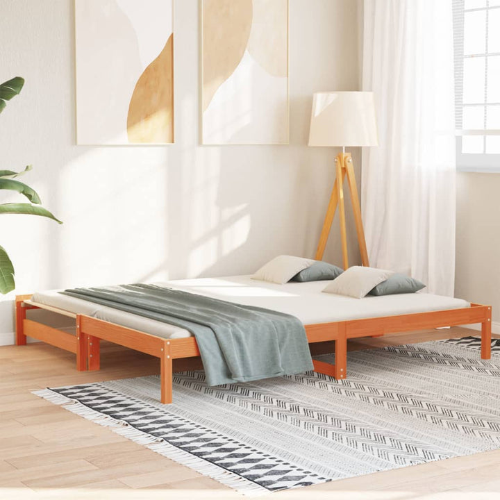 daybed med udtræk 90x190 cm massivt fyrretræ gyldenbrun