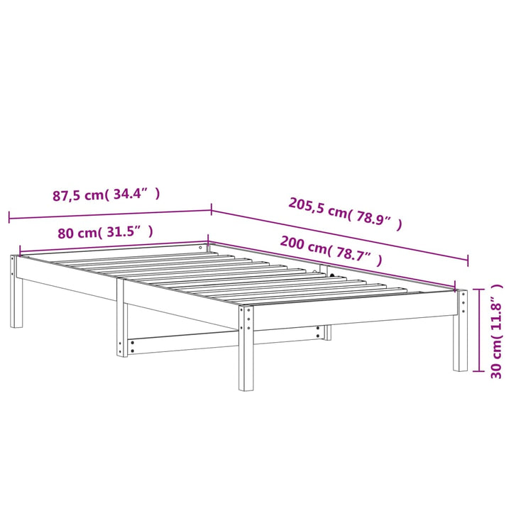 daybed uden madras 80x200 cm massivt fyrretræ gyldenbrun