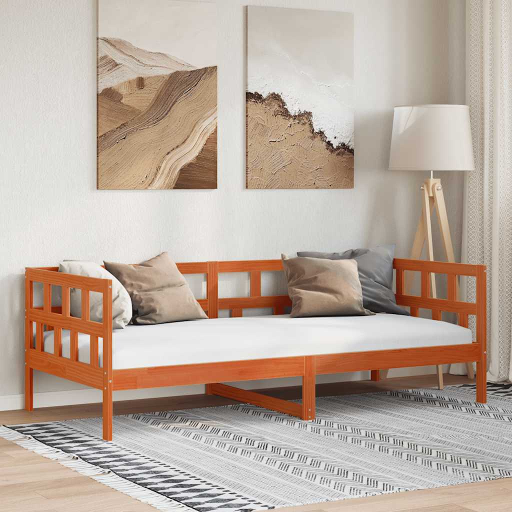 daybed uden madras 80x200 cm massivt fyrretræ gyldenbrun