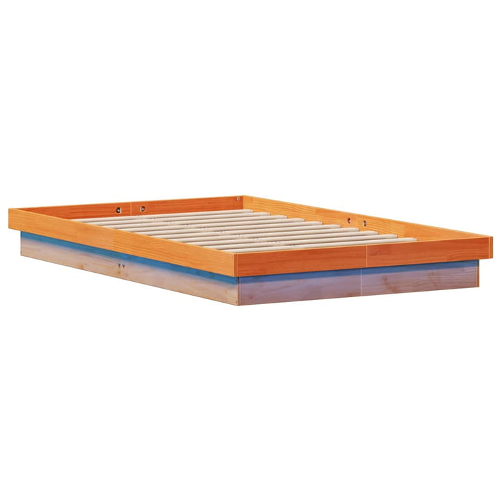sengeramme med LED-lys 120x190 cm massivt fyrretræ gyldenbrun