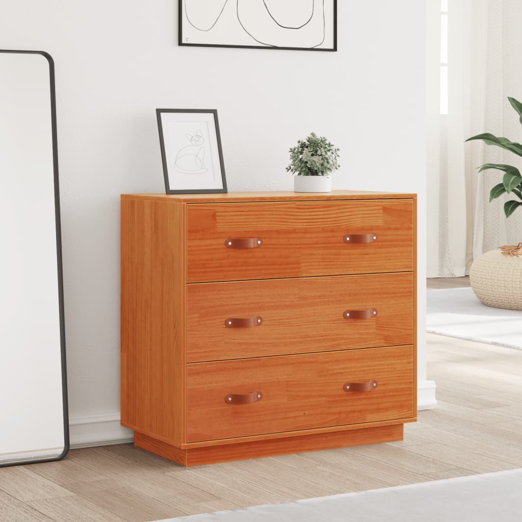 skænk 80x40x75 cm massivt fyrretræ gyldenbrun