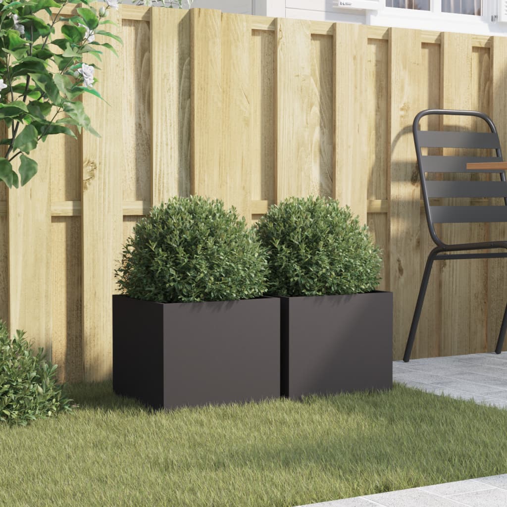plantekasser 2 stk. 32x30x29 cm stål sort
