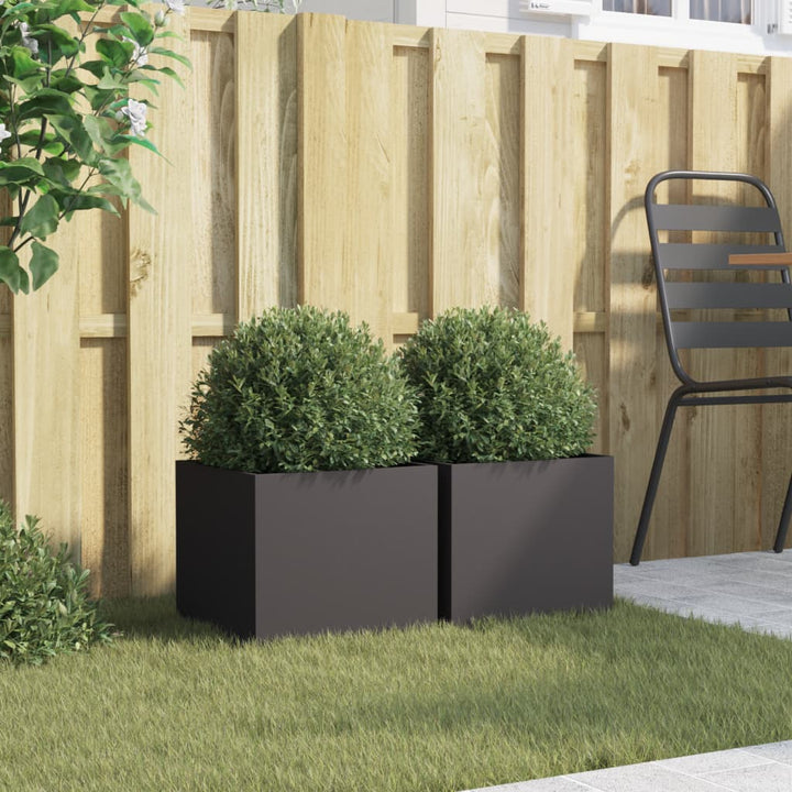 plantekasser 2 stk. 32x30x29 cm stål sort