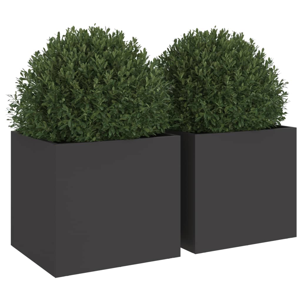plantekasser 2 stk. 32x30x29 cm stål sort