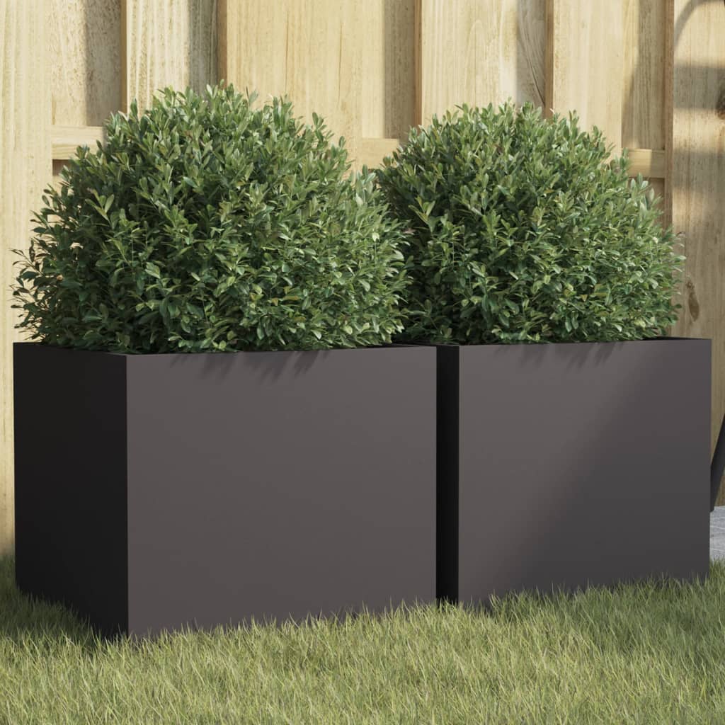 plantekasser 2 stk. 32x30x29 cm stål sort