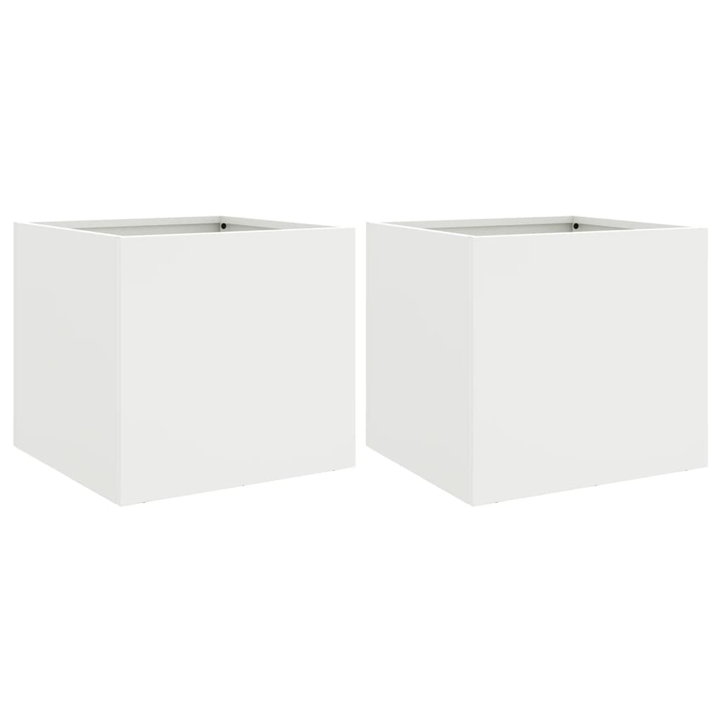 plantekasser 2 stk. 32x30x29 cm stål hvid