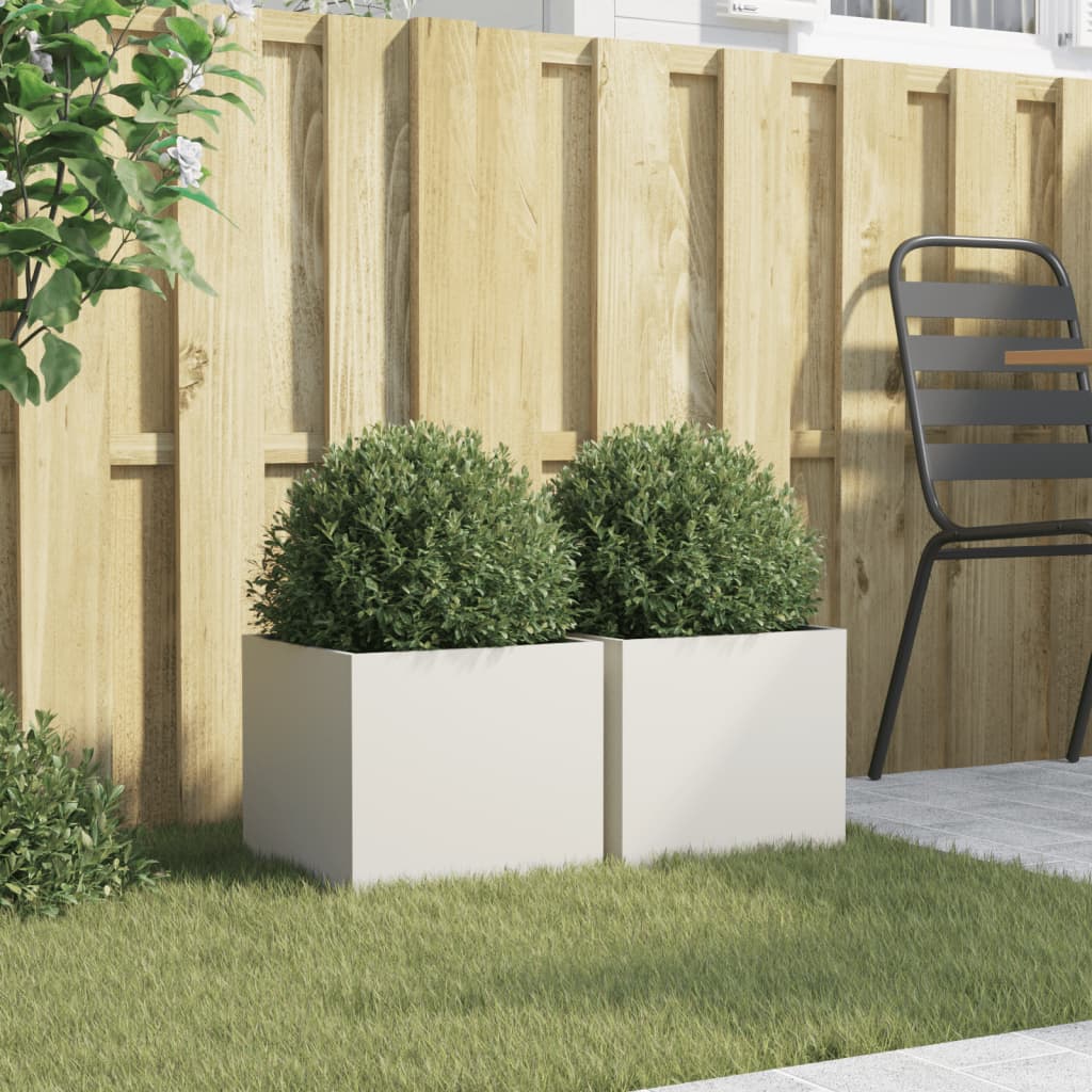 plantekasser 2 stk. 32x30x29 cm stål hvid