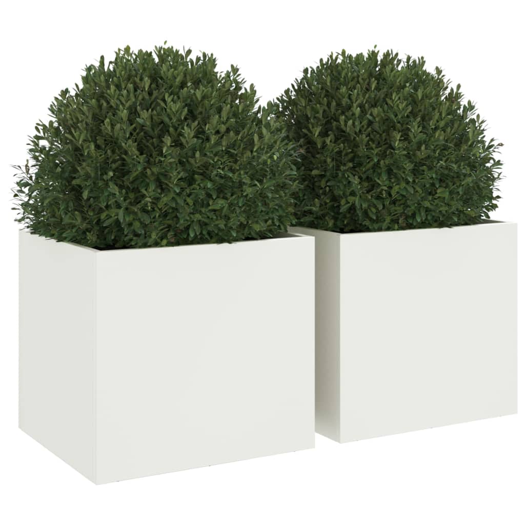 plantekasser 2 stk. 32x30x29 cm stål hvid