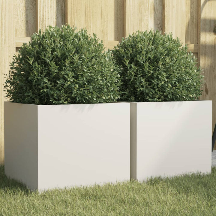 plantekasser 2 stk. 32x30x29 cm stål hvid