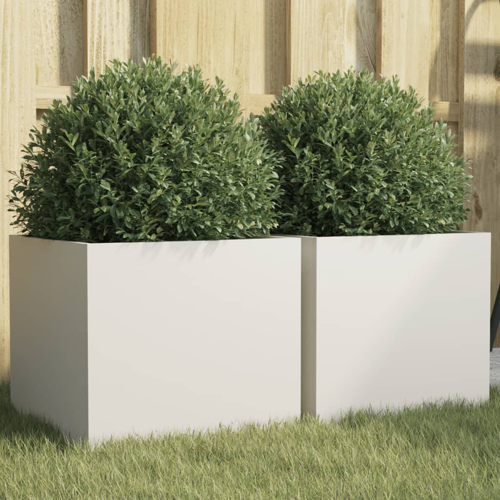 plantekasser 2 stk. 32x30x29 cm stål hvid