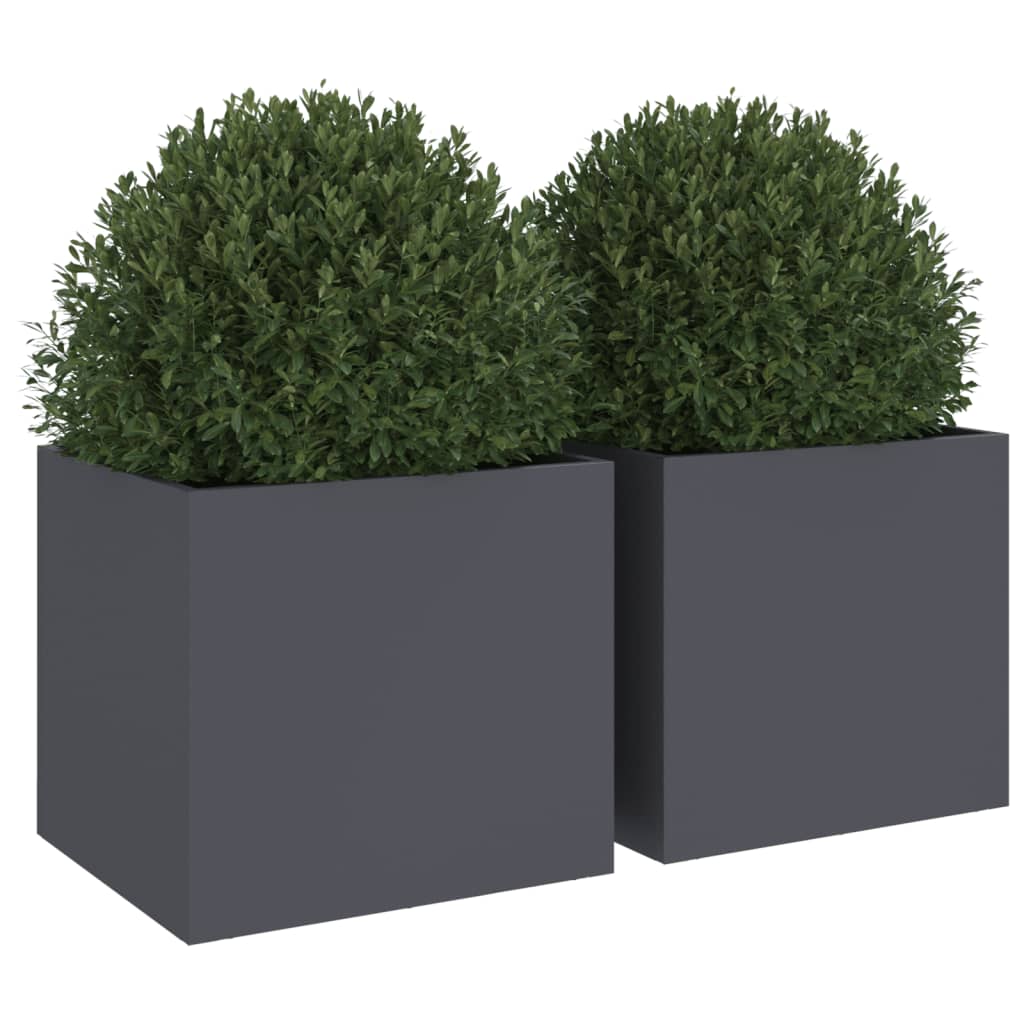 plantekasser 2 stk. 32x30x29 cm stål antracitgrå