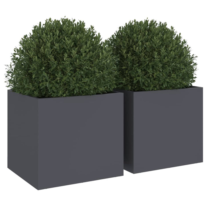 plantekasser 2 stk. 32x30x29 cm stål antracitgrå