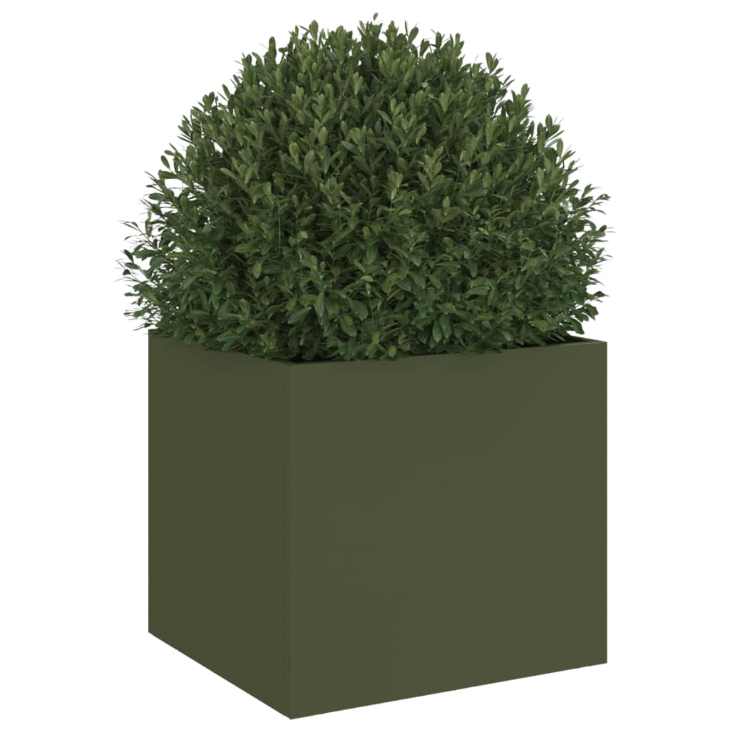 plantekasse 32x30x29 cm stål olivengrøn