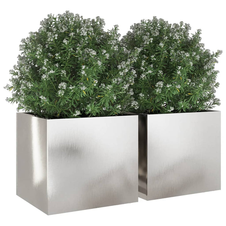 plantekasser 2 stk. 32x30x29 cm rustfrit stål sølvfarvet