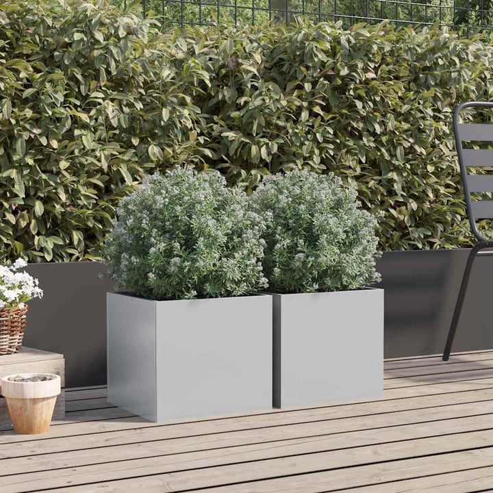 plantekasser 2 stk. 32x30x29 cm galvaniseret stål sølvfarvet