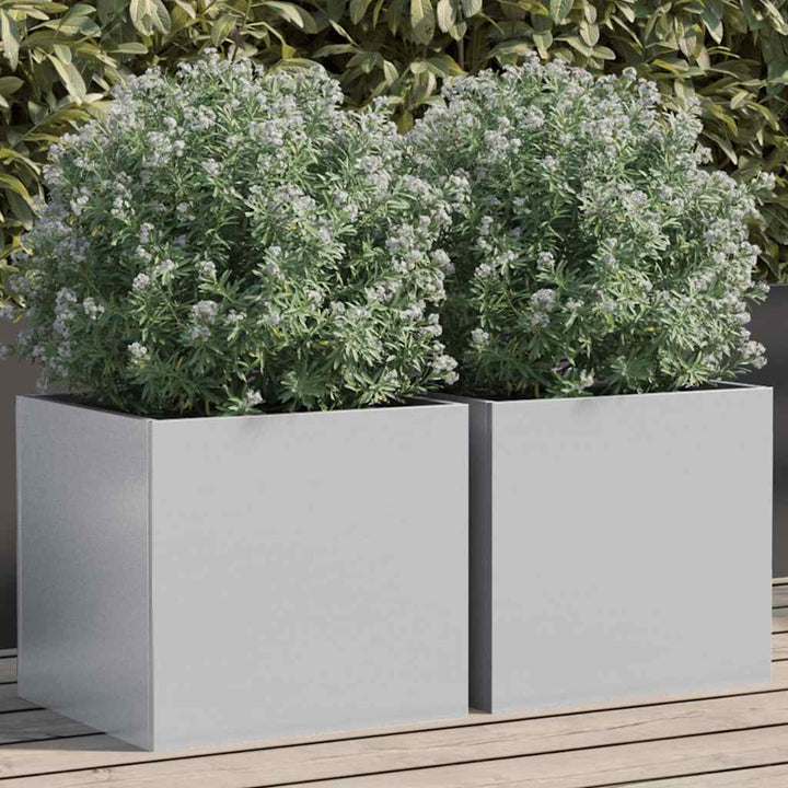 plantekasser 2 stk. 32x30x29 cm galvaniseret stål sølvfarvet