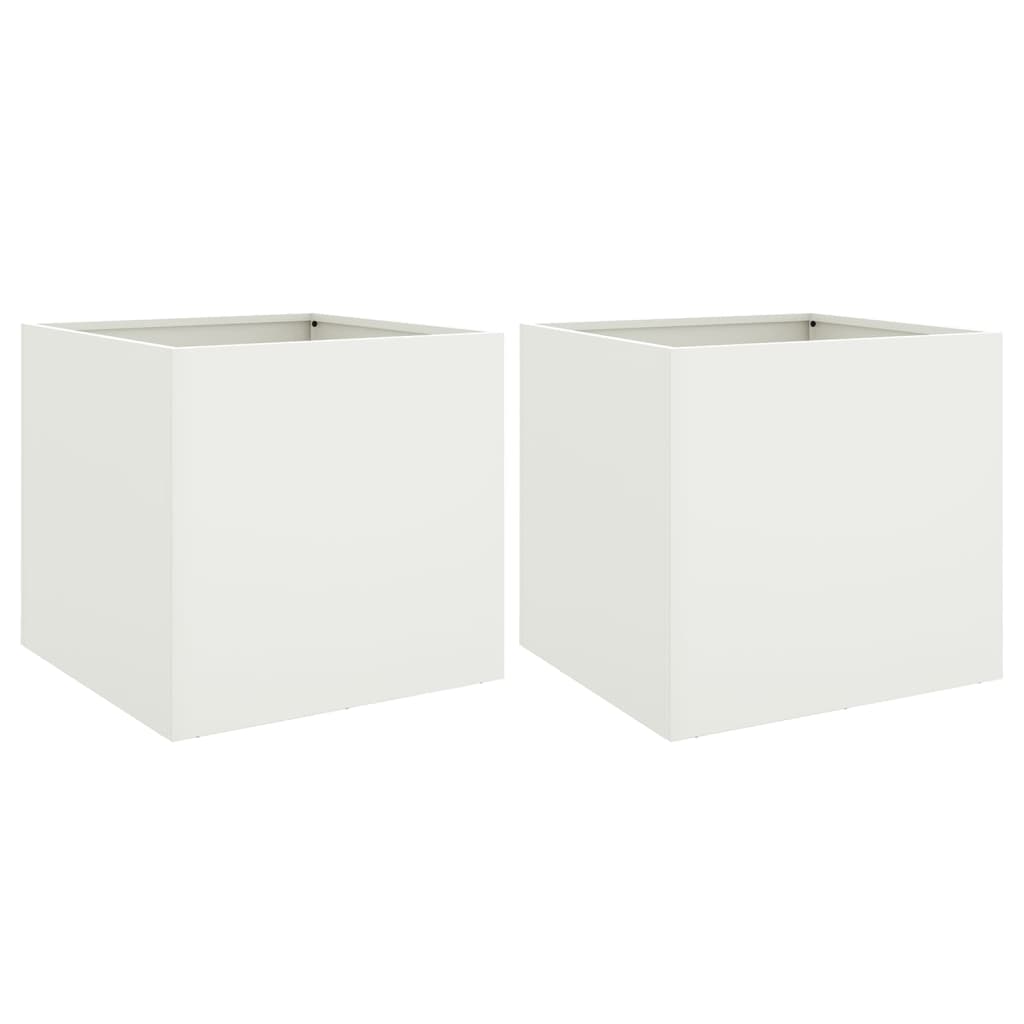 plantekasser 2 stk. 42x40x39 cm stål hvid