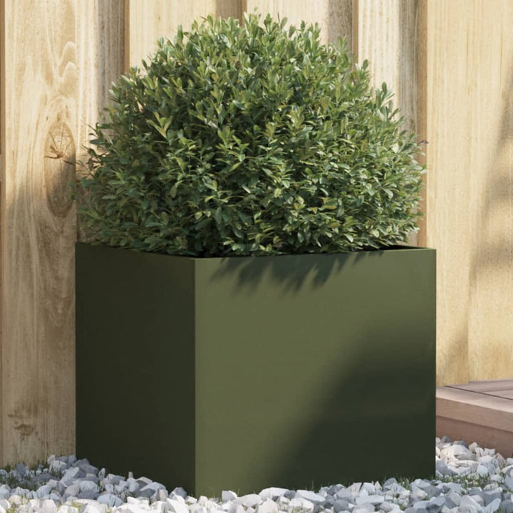 plantekasse 42x40x39 cm stål olivengrøn