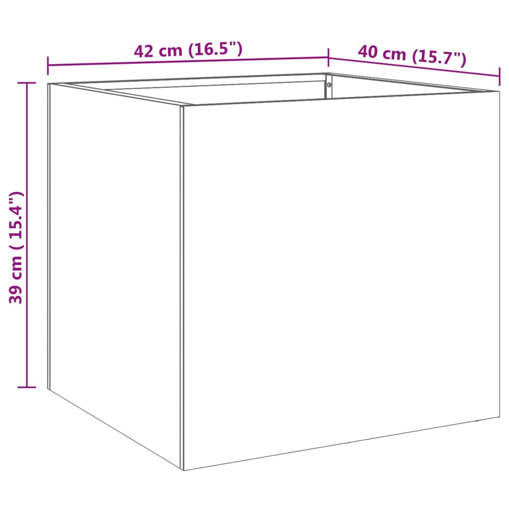 plantekasser 2 stk. 42x40x39 cm rustfrit stål sølvfarvet