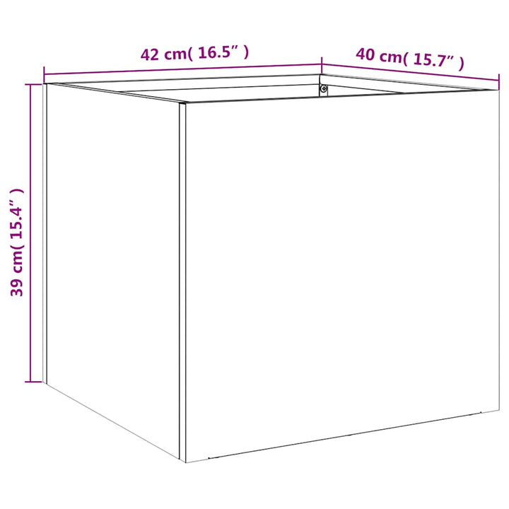plantekasse 42x40x39 cm galvaniseret stål sølvfarvet