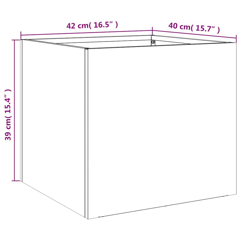 plantekasse 42x40x39 cm galvaniseret stål sølvfarvet