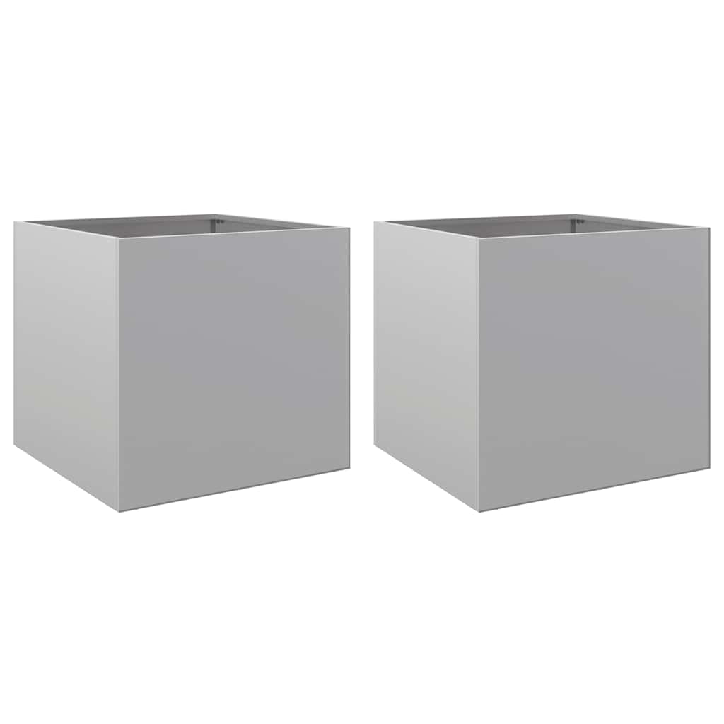plantekasser 2 stk. 42x40x39 cm galvaniseret stål sølvfarvet